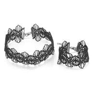 Women Black Lace Flower Choker Necklace Bracelet Punk Gothic Jewelry Set NEW