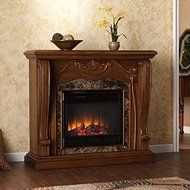 Sandro Walnut Stacked Stone Electric Fireplace N6