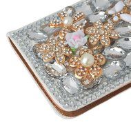 Spritech(TM) Bling Phone Case For Samsung Galaxy S6 Edge Plus,3D Handmade Colorful Crystal White Flower Accessary... N15