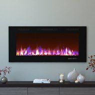 Moda Flame 50 Inch Bliss Crystal Recessed Touch Screen Multi-Color Wall Mounted Electric Fireplace N6