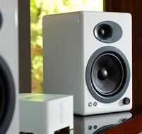 Audioengine A5+ Limited Edition Premium Powered Desktop Speaker Package (White) With B1 Bluetooth Music Receiver N3