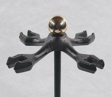 "MINI" Miniature Colonial Fireplace Hearth Woodstove Tool Set with Classic Ball Handles - BRASS on BLACK N6