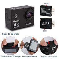 Ourlife 4K WIFI Sports Action Camera Ultra HD 170&deg; HD Wide-angle Fish-eye Lens 2 inch LCD Screen[Black]