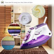 ZZ ES391-P 1500 Watt Steam Iron with Stainless Steel Soleplate and Detachable Water Tank, Purple N3