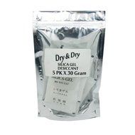 5 Pack of 30 Gram "Dry&amp;dry" Silica Gel Packets Desiccant Dehumidifiers N2