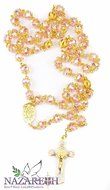 High Quality St. Benedict Gold Plated with Light Pink Crystal Miraculous Rosary