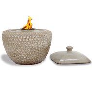 Pacific D&eacute;cor Rounded Square Flamepot, 9 by 9 by 9-Inch, Sand
