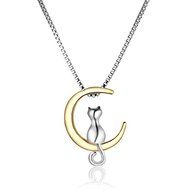 Silver Gold Lovely Cat Moon Charm Pendant Choker Necklace Chain for Women Gift