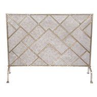 Old World Design Geometric Fireplace Screen - Champagne