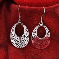 Silver Women's Fashion Jewelry Hollow Drop Dangle Earrings 925 Sterling N3