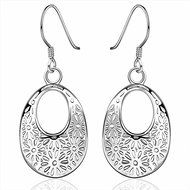 Silver Women's Fashion Jewelry Hollow Drop Dangle Earrings 925 Sterling N4