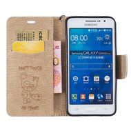 Galaxy Grand Prime Case, Galaxy Grand Prime Wallet Case,PHEZEN Cute Bear Don't Touch My Phone Design PU Leather... N35