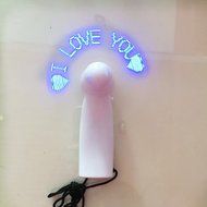 Winsa Mini Fan, Led Light Word, Customizable with the Words You Want (Red "I LOVE YOU") N3
