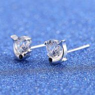 Plated silver Zircon Crystal Dolphin Ear Stud Earrings GF Birthday Gifts elegant N2