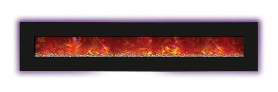 Amantii Advanced Series Wall Mount/Built-In Electric Fireplace with Coastal Blue Steel Surround, 58 Inch N27