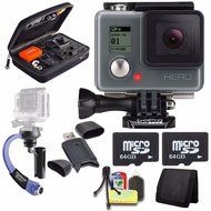 GoPro HERO Action Camera + Steadicam Curve for GoPro HERO Action Cameras (Blue) + 64GB Memory Card + Case for...
