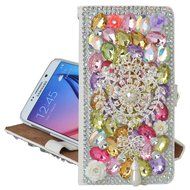 Spritech(TM) Bling Phone Case For Samsung Galaxy S6 Edge Plus,3D Handmade Colorful Crystal White Flower Accessary... N20