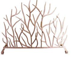 White Branches Iron Firescreen | Open Tree Metal Fireplace Screen