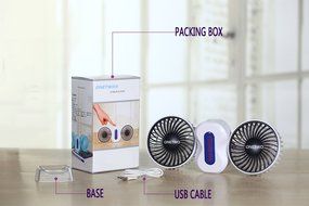 ONETWO Portable personal MINI USB battery cooling fan,Silent double head fan， 3 speed, 360 degree rotation, 1... N6