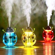 IPUIS 260ML Beetle Mini USB Humidifier Purifier with LED Light 360 Degree Rotation for Office Home School Travel... N3