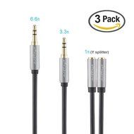 Anypro 3.5mm HiFi Auxiliary Audio Cable Bundle, Black (6Feet,3Feet,1Feet Splitter)
