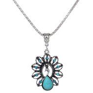 MENGDA Jewelry Peacock Turquoises Pendant Earrings Necklace Set for Womens Girls N3