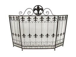 Brown Metal Fleur de Lis Fireplace Screen N2