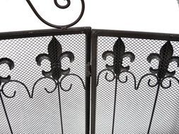 Brown Metal Fleur de Lis Fireplace Screen N3