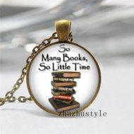 New arrival Vintage Books4 Cabochon Photo Glass Chain Pendant Necklace
