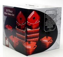 Color Collection 29431 Mini Bakeware, 18-Piece Set, Square, Red