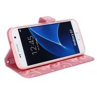 Galaxy S7 Case,Galaxy S7 Wallet Case, PHEZEN Bling Liquid Glitter Love Heart Floating 3D Hourglasses Luxury Pu... N44