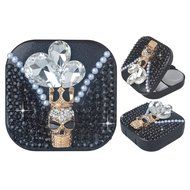 KAKA(TM) Fashion Box Kit 3D Handmade Rhinestone Bling Crystal Design Skull Pattern Decorated Black Mini Contact... N5