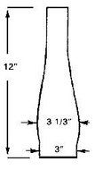 B&amp;P Lamp 3&rdquo; X 12&rdquo; Clear Slimline 12&rdquo; Chimney N2