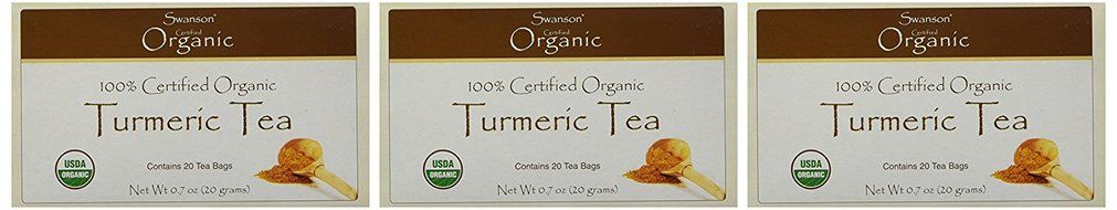 Swanson 100% Certified Organic Turmeric Tea -- 20 Bags (Three Boxes each of 20 Tea Bags) N3