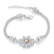 New 925 Sterling Silver Plated Women Sunflower Crystal Bracelet Bangle Jewelry N2
