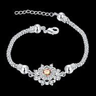 New 925 Sterling Silver Plated Women Sunflower Crystal Bracelet Bangle Jewelry N3