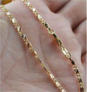 Hot 18K Gold Plated Thin Link Flat Chain Necklace Women Men Fashion Jewelry 20