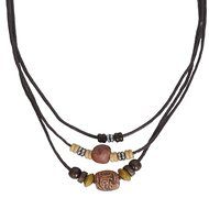 Men Pendant Bead Hemp Braid Surfer Choker Necklace Stylish Tribal (Triple-#225)