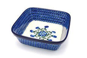 Polish Pottery Baker - Square - Blue Poppy