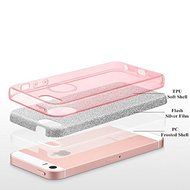 iPhone 5/5s/se Bling Crystal 3 in 1 Case-Auroralove Pink iPhone Se Beauty Fashion 3 layers Hybrid Bumper Cover... N2