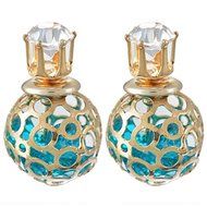 1Pair Women Double Sides Hollow Gold Plated Crystal Ball Ear Studs Earrings N2