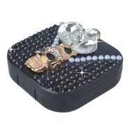 KAKA(TM) Fashion Box Kit 3D Handmade Rhinestone Bling Crystal Design Skull Pattern Decorated Black Mini Contact... N16