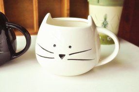 Moyishi Lovely Cute Little White Cat Coffee Milk Ceramic Mug Cup Christmas Birthday Best Gift N2