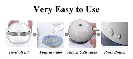 Cool Mist Humidifier-Mini Portable Virtually Silent Diffuser with Night Light and Automatic Shut-off Function... N3