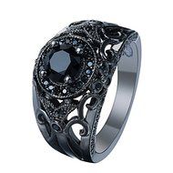 New Fashion Round Black Sapphire 10kt Black Gold Filled Women Ring Jewelry (6) N3