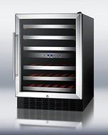 Summit SWC530LBIST 24" Freestanding or Built In Dual Zone Wine Cooler with 46 Bottle Capacity Digital Thermostat...