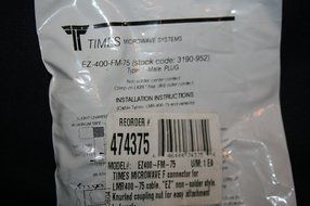 Times Microwave - Crimp F Male Connector for LMR400-75 Cable
