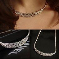 Bride Women Jewelry Crystal Pendant Chain Choker Chunky Statement Bib Necklace