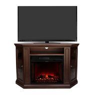 XtremepowerUS Electric Portable Fireplace with TV Stand, Corner (Espresso, with fireplace) N5