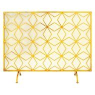 Fire Protector Fireplace Screen Metal Gold Finish Christmas Decorating Gift N2